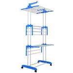 Tendedero plegable con ruedas - Azul - Herzberg HG-8034BLU