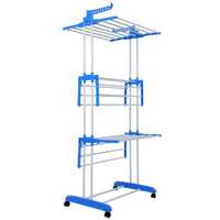 Tendedero plegable con ruedas - Azul - Herzberg HG-8034BLU